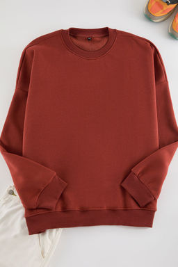 TRENDYOL MAN Buyuk Beden Ekru Oversize/Genis Kesim Ici Polarl? Basic Rahat Pamuklu Sweatshirt TMNAW25AO00027 - Trendyolmilla фото 6