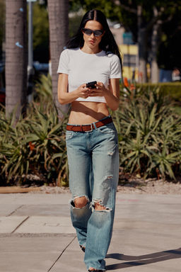 JEANS TRF FLARE ROTOS TIRO MEDIO / Azul - Zara фото 9