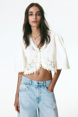 Blusa cropped bordada - H&m фото 4