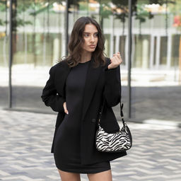 Сумка женская текстильная, 20×23×5.5 см, зебра