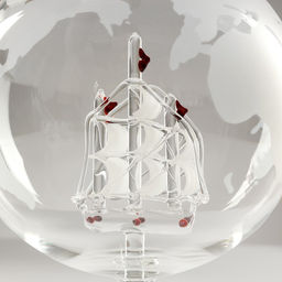 Мини-Бар «Карта мира», на подносе, на 4 персоны, штоф 930 мл, стаканы 300 мл, 19×34×23 см, стекло, дерево