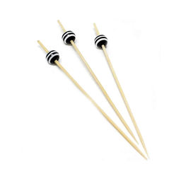 Шампур бамбук 12 см Бусина черно-белая - Полимербыт фото 2