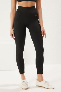 TRENDYOLMILLA Siyah Reflektor Bask? Detayl? Tam Boy Orme Spor Tayt THMSS25TY00012