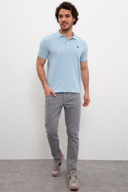 -67% Мужская открытая футболка с воротником поло цвета индиго Basic