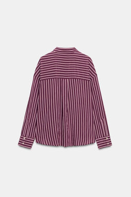 OVERSIZE STRIPED POPLIN SHIRT - Zara фото 7