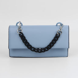 Цена за 2 шт. Цепочка для сумки, с карабинами, пластиковая, 23 17 мм, 30 см, цвет чёрный/серебряный - Арт узор фото 4