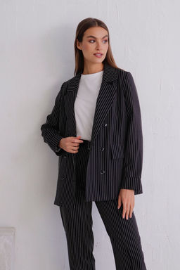 11782 Брюки со стрелками чёрные в полоску - Martichelli фото 26