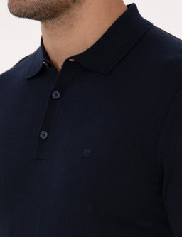Lacivert Regular Fit Y_n Kar___ml_ Polo Yaka Basic Triko Kazak - Cacharel фото 7