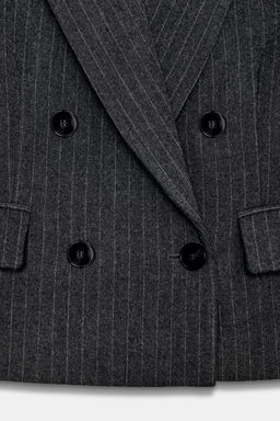 CROPPED DOUBLE-BREASTED PINSTRIPE BLAZER - Zara фото 9