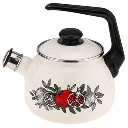 "Цвет граната" Чайник эмалированный 2,5л, со свистком, сферическая форма, металлическая крышка (Россия)