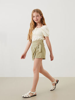 Beli Lastikli Keten Kar???ml? K?z ?ocuk ?ort Etek