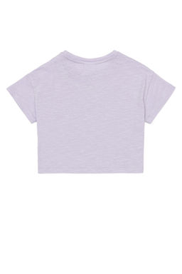 Сиреневая укороченная футболка с круглым вырезом для девочек Неожиданная скидка в корзине - U.s. polo assn фото 2