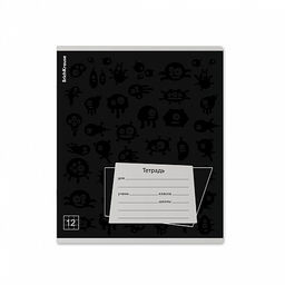 Цена за 10 шт. Тетрадь школьная ученическая ErichKrause Black Pattern, 12 листов, клетка, выборочный УФ-лак (в плёнке по 10 шт.)_MIX-PACK  фото 7