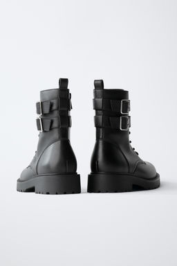 BOTA DOBLE HEBILLA PIEL / Negro - Zara фото 5