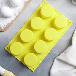 Форма для выпечки Доляна «Фигуры.Круг», 29×17×2.7 см, 8 ячеек (5.8×2.7 см), силикон, коричневая