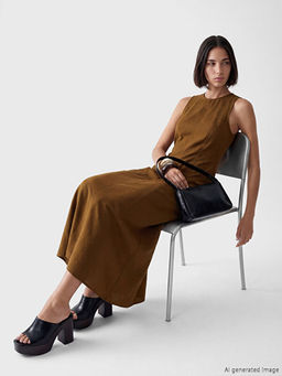 Bisiklet Yaka Peplum Elbise