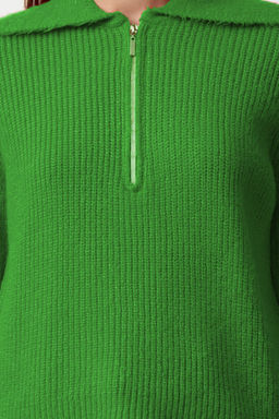 Ekru Yunlu Genis Kal?p Polo Yaka Fermuarl? Triko Kazak TWOAW25KZ00011 - Trendyolmilla фото 14