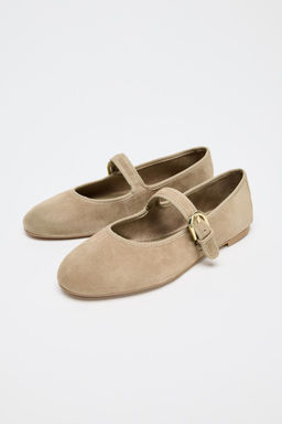SUEDE STRAP BALLET FLATS - Zara фото 4