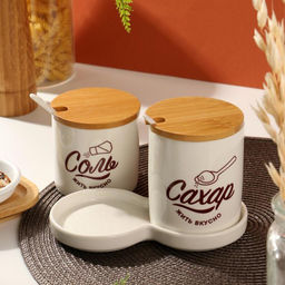 Банки для хранения соли и сахара «Жить вкусно», 400 мл, 250 мл, 2 шт.