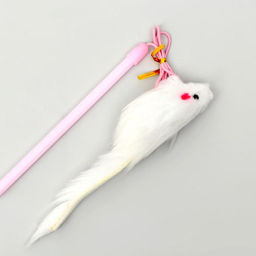 Дразнилка-удочка с белой мышью, палочка микс цветов - Пижон фото 2