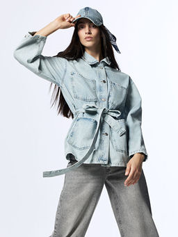 G?mlek Yaka Kad?n Jean Ceket