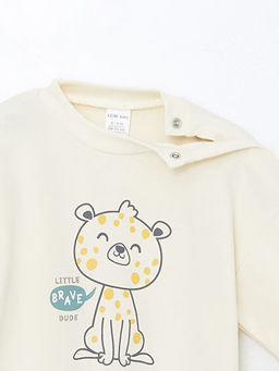 Bisiklet Yaka Uzun Kollu Bask?l? Erkek Bebek Sweatshirt