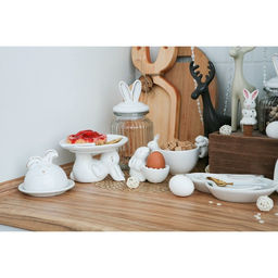 Блюдо с крышкой клош Доляна «Зайка в золотом», 12×9.5 см, керамика, белое