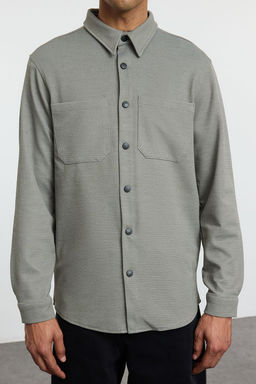 TRENDYOL MAN Bej Regular Fit Orme Rahat K?sl?k Dokulu. Ceket Gomlek TMNAW25GO00016 - Trendyolmilla фото 3