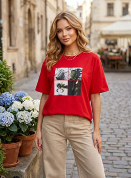 K13533 Футболка OVER SIZE (хлопок) КРАСНЫЙ