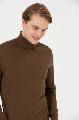 U. S. Polo Assn Мужской базовый трикотажный свитер с водолазкой кокосового цвета