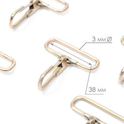 Карабин металлический, 50×45 мм / 38×3 мм, 5 шт., цвет золотой