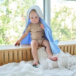 Полотенце уголок махровое Крошка Я, 75х75 см, цвет молочный/голубой, 100% хлопок, 360 г/м2  фото 20