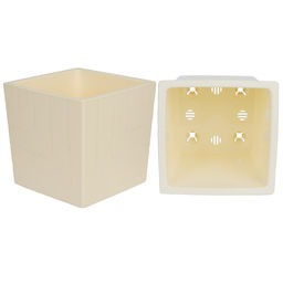 Горшок для цветов пластмассовый Квадро 1,2л, 11,5х11,5х12см, со вставкой, ванильный (Россия) - Домашняя мода фото 2