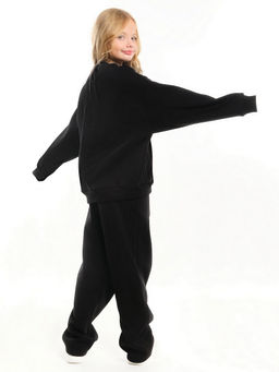 Костюм спортивный для девочки теплая школьная форма с начесом 22-7318 черный - Mini maxi фото 2