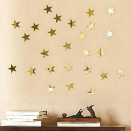 Зеркало настенное «Звезды», на клеевой основе, акриловое, 50 шт. 5×5 см, цвет золотой