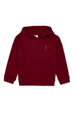Erkek _ocuk Bordo Kap__onlu Basic Sweatshirt