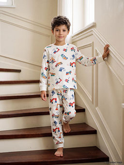 Bisiklet Yaka Bask?l? Erkek ?ocuk Pijama Tak?m