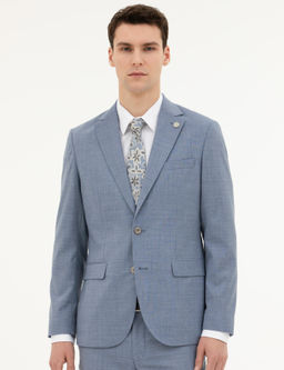 A__k Mavi Slim Fit Y_n Tak_m Elbise