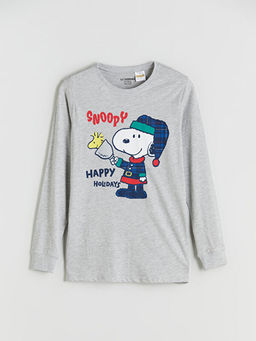 Bisiklet Yaka Snoopy Bask?l? Erkek ?ocuk Pijama Tak?m?