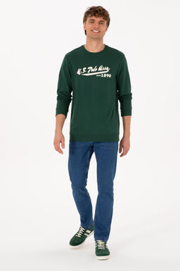 Erkek Bisiklet Yaka Regular Fit Koyu Ye_il Sweatshirt - U.s. polo assn фото 4