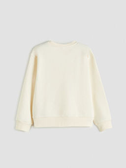 Bask?l? K?z ?ocuk Kal?n Sweatshirt