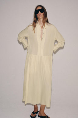 VESTIDO CAMISERO FLUIDO ZW COLLECTION / Beige - Zara фото 4