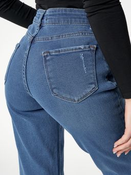 Джинсы женские прямые с высокой талией синего цвета 536_20S - Mtforce фото 11