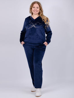 Костюм Велюр 5 тёмно-серый, велюр - Малина фото 46