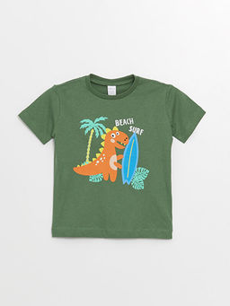 Bisiklet Yaka K?sa Kollu Bask?l? Erkek Bebek Ti??rt