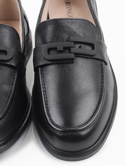 03-DEB4-1 BLACK Лоферы женские (натуральная кожа)