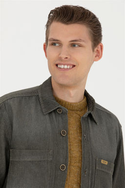 Мужская джинсовая рубашка цвета хаки - U.s. polo assn фото 2