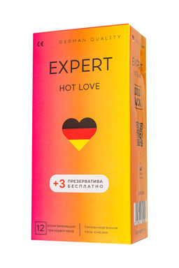 Презервативы EXPERT Hot Love Germany 12шт +(3 бесплатно), с разогревающим эффектом