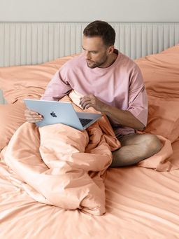 Постельное белье Моноспейс 2сп Max + 4 наволочки, персиковый