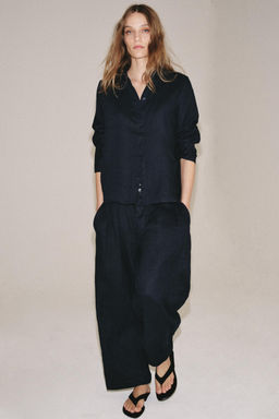 CAMISA LINO 100% ZW COLLECTION / Marino - Zara фото 3